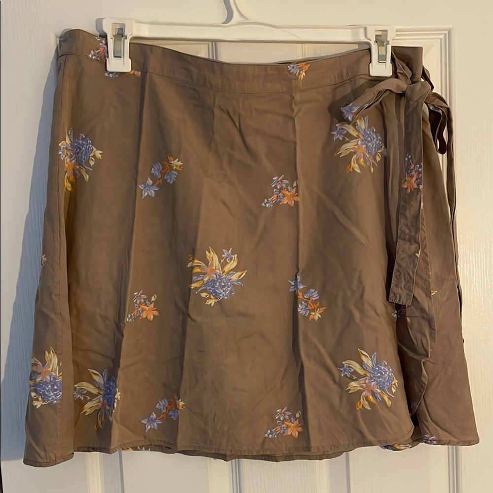 Floral Brown Wrap Skirt